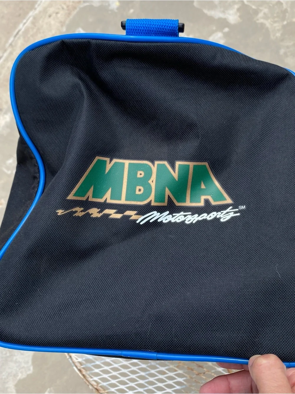 Vintage NASCAR MNBA Motorsports Large Black Gym Travel bag
